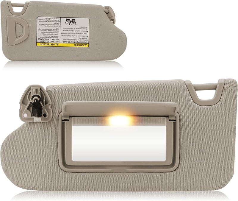 AEagle Sun Visor with Vanity Light for 2013-2018 Nissan Altima Without Sunroof, Left Driver Side Beige Sunvisor Replacement 96401-3TA2A - Image 1